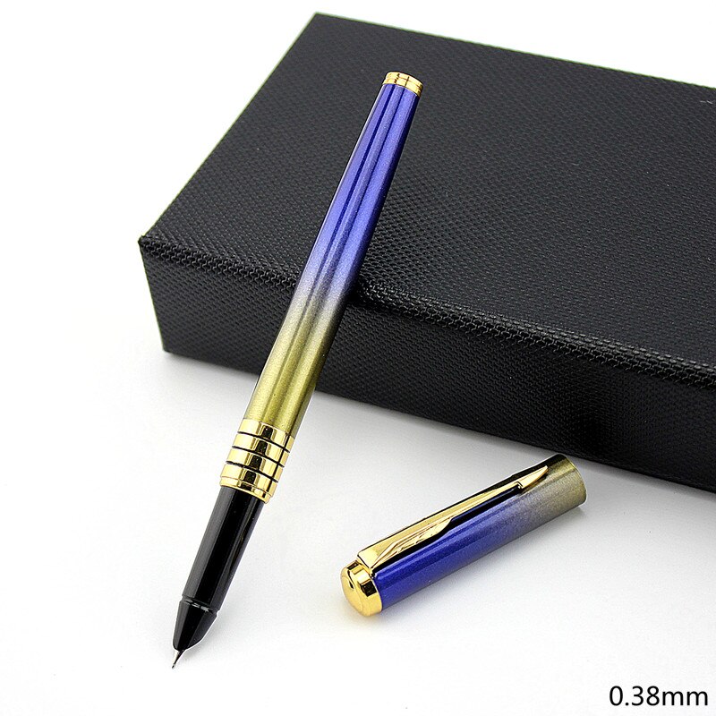 Lapicero de lujo, Clip dorado y plateado, bolígrafos de tinta de Metal de lujo con 0,38mm Extra Punta fina, pluma estilográfica para escribir, caja de: M