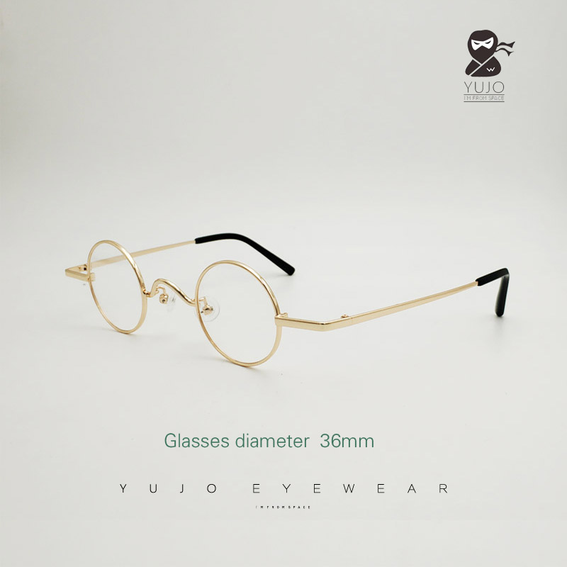 Round adult glasses, very small lens size, gold， black, silver size 36 mm ，Myopia Optical Prescription Glasses