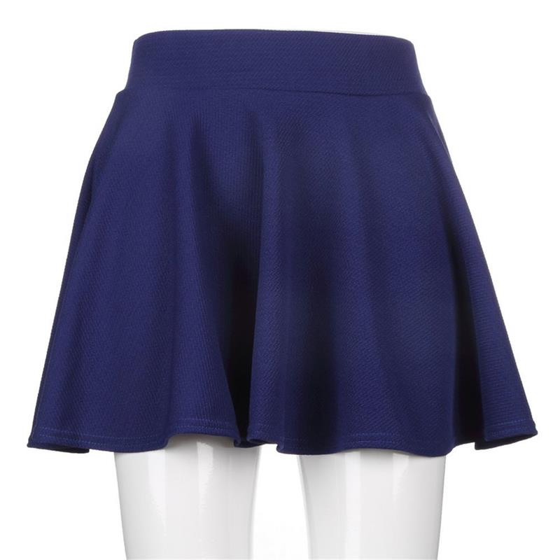 Mode Flared Casual Mini Rok Stretch Taille Casual Geplooide Rokken A-lijn Korte Rok Voor Vrouwen Meisjes Marineblauw