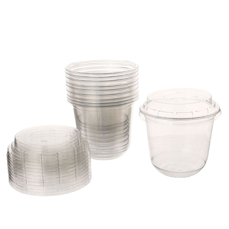 10 stk 10oz engangs moussekopper til kake med lokk, klare plastbokser, iskrem, dessert, piknik, pudding, gelé, dessert, yoghurtkopper
