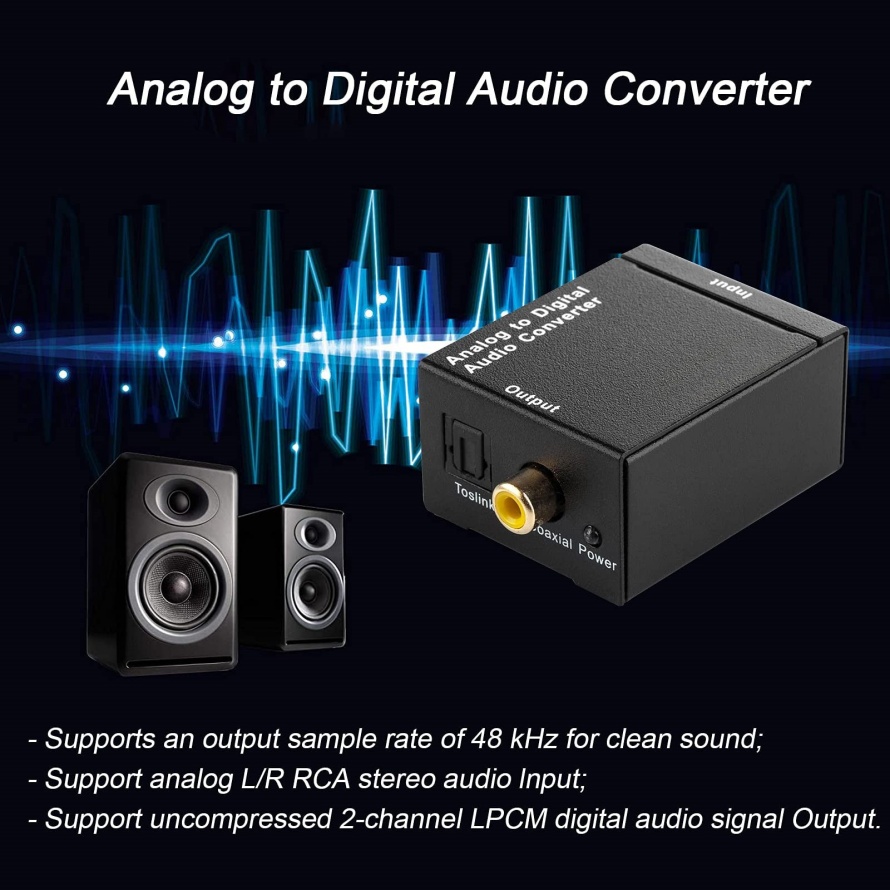 ADC Analog zu Digital Audio Konverter RCA zu Optische Toslink Audio Adapter Analog Digital Fiber Toslink Koaxial Audio Konverter