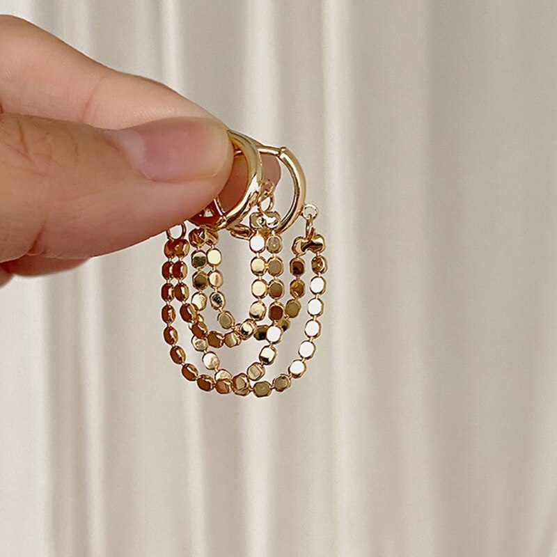 Peri'sBox Double Layers Beaded Gold Earrings Tassel Circle Geometric Earrings for Women Minimalist Small Hoop Earrings