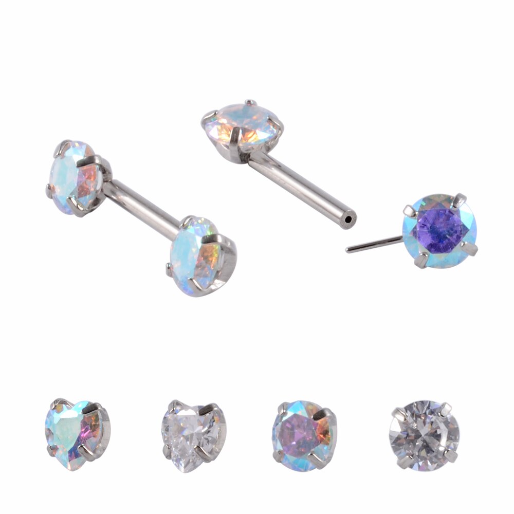 Cz Gem Tepel Barbell Ring Threadless Ab &amp; Clear Crystal Tepel Ring Perspassing Tepelhoedje Threadless Piercing Body Sieraden