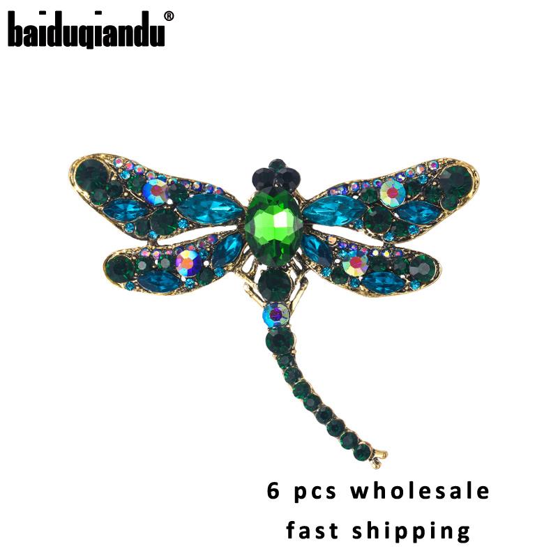 6 stück baiduqiandu Vintage Libelle Broschen für Frauen Große Insekten Kleid Mantel Pins Zubehör Nette Schmuck