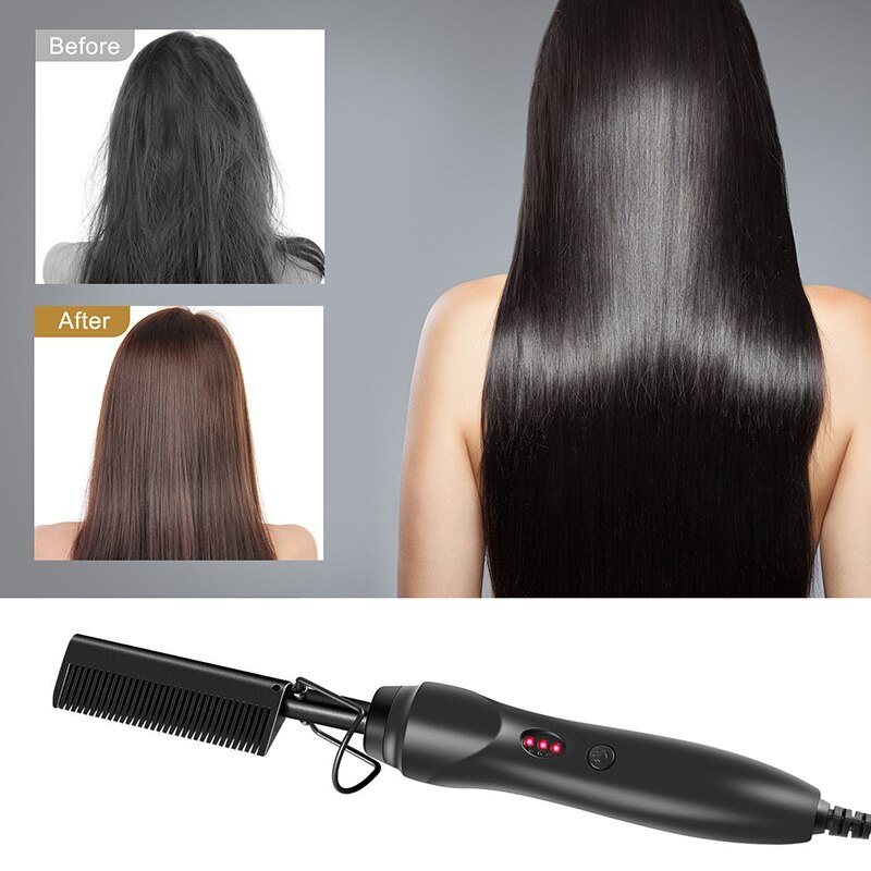 2 In1 Peigne Lisseur Électrique Cheveux Lisseur Cheveux Bigoudi Sec Humide Utiliser Fers à Cheveux Chaude Chauffage Peigne Pour Cheveux AU/UE/US/UK