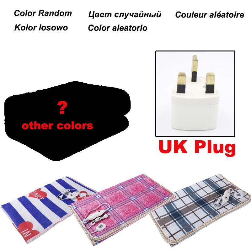 Manta eléctrica para el hogar de 55W, calentador individual para el cuerpo, termostato, almohadilla de invierno para dormitorio, manta calefactora (Color aleatorio): UK Plug