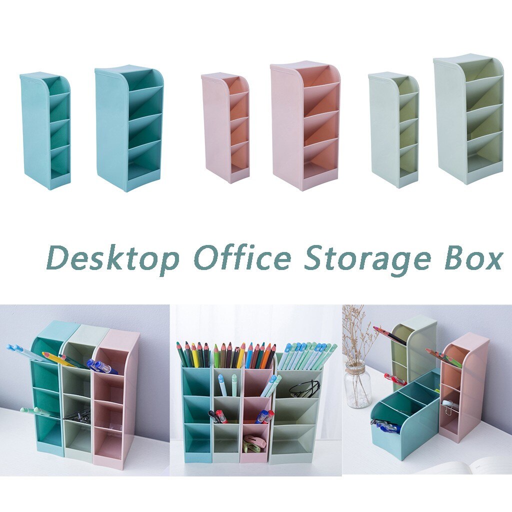 4 Grid Sub-grid Plastic Desk Organizer Desktop Office Pen Pencil Holder Makeup Storage Stationery Desk Container A4