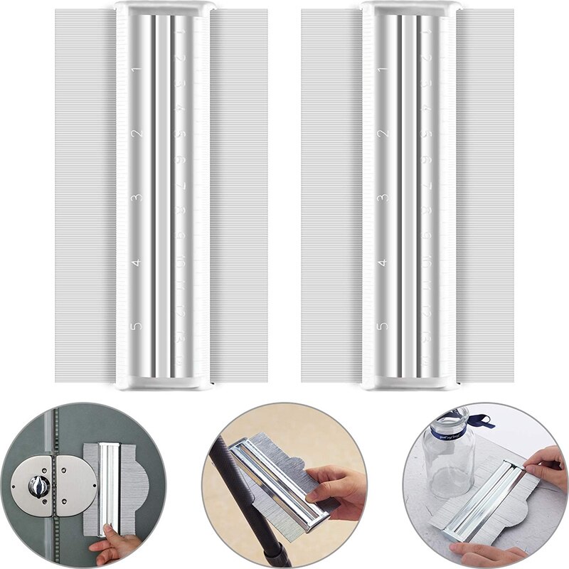 2 Pieces 6 Inch Contour Gauge Profile Gauge Contour Duplicator Gauge Stainless Steel Multi-Functional Contour Gauge for Tiling L