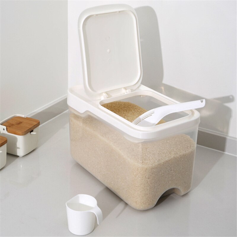 Boîte de rangement de riz de cuisine en plastique de grande capacité 5kg 10kg, distributeur de farine de Grain, boîtes de récipient alimentaire résistant à l&#39;humidité