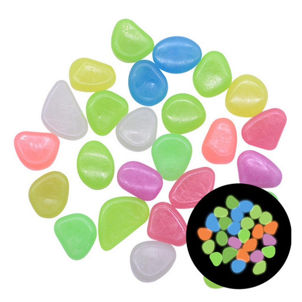 100 pcs Glow in the Dark Garden Pebbles Glow Stones Rocks for Walkways Garden Path Decorative Patio Lawn Garden Yard Aquariums