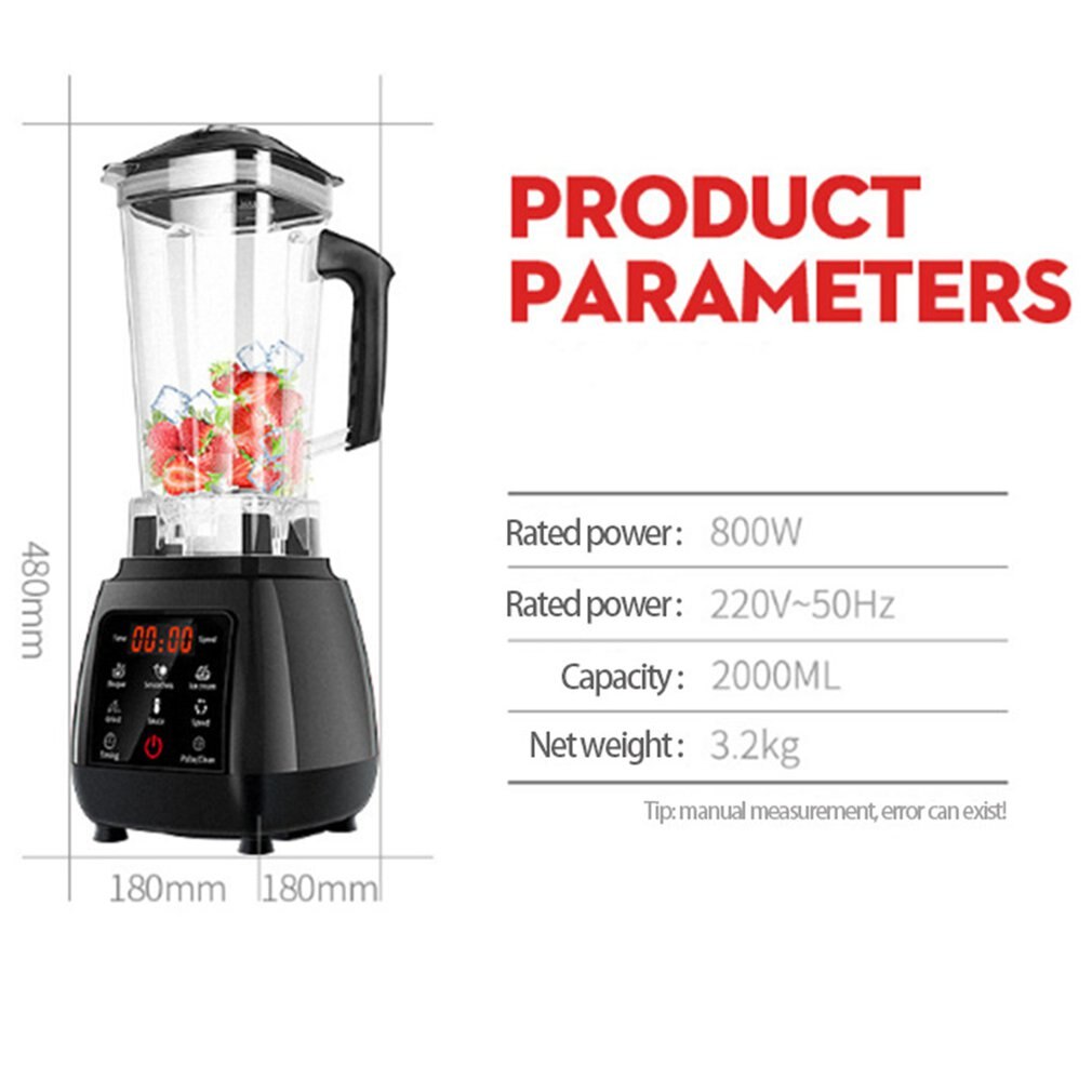 2.0L Digitale Touchscreen Frutta Blender Mixer Preset Programma Automatico Spremiagrumi Robot da Cucina Frantoio di Ghiaccio Macchina Frullato