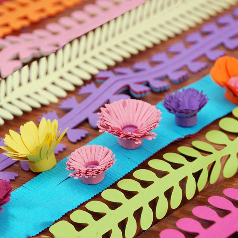 Kunst gjør-det-selv håndlaget farget blomstertype papir quilling blomsterformet stripe rullepapir 5 farger (5 par /10 stk) student origami materiale