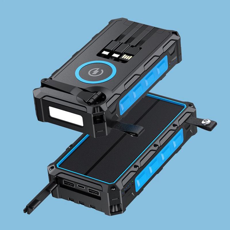 Banco de energía de batería Solar, Banco de batería de manivela con luz LED, función de alarma SOS integrada y brújula, Banco de energía impermeable