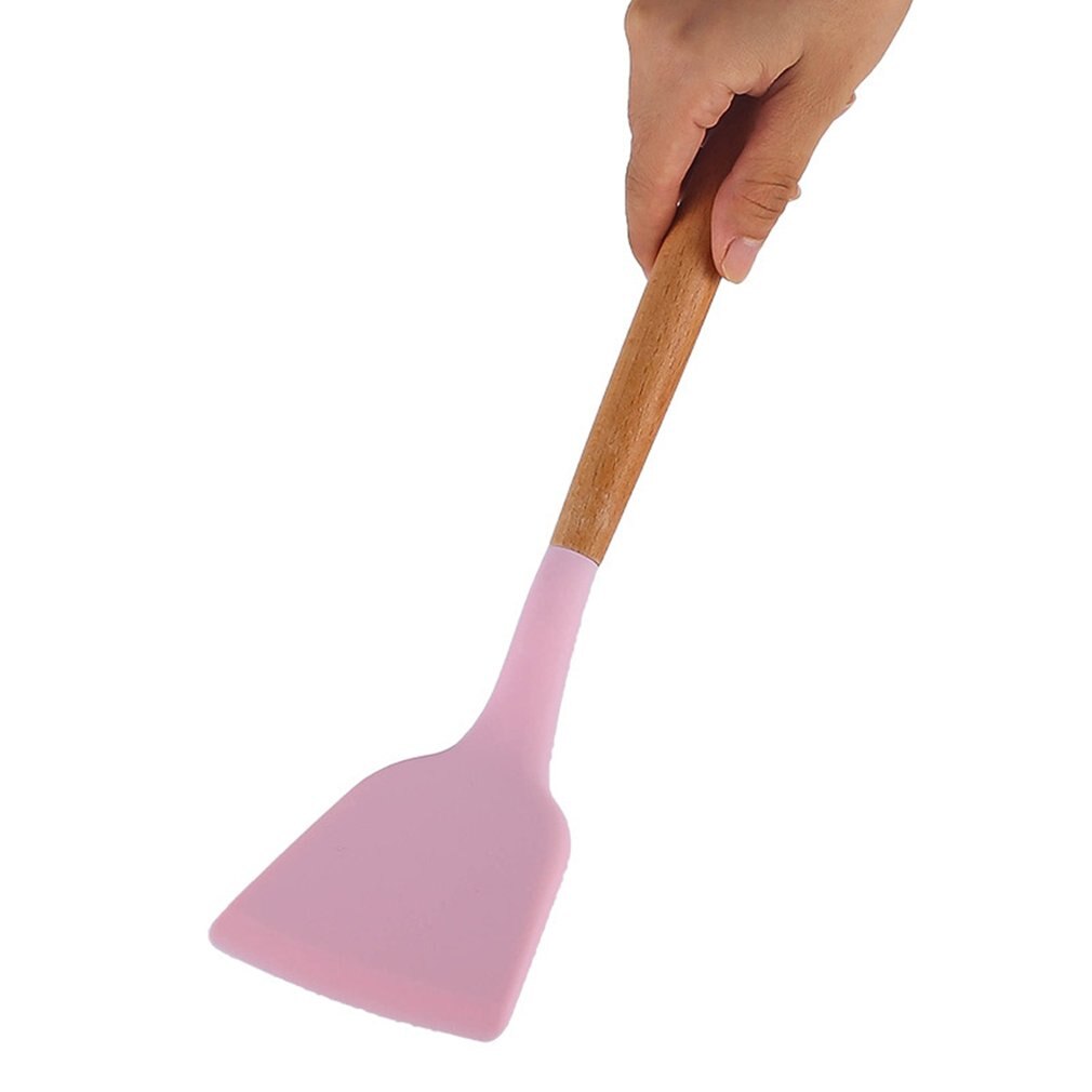 Silicone Kitchenware With Storage Bucket 12-piece Set Beech Wood Handle Kitchenware For Non-stick Pans