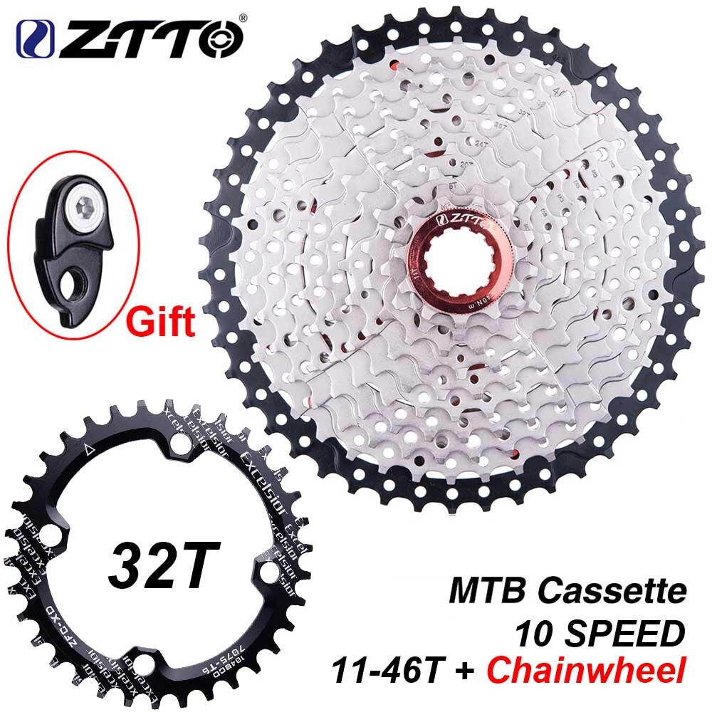 Ztto cykel 10 hastighedskassette 11-46t med kædehjul 10 s 10v 46t k7 bredt forhold mtb mountainbike frihjul 104 bcd: 32t 10s 46t