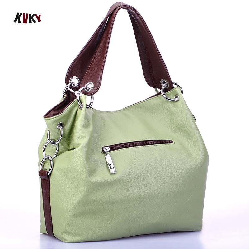 Women Versatile Handbag Soft PU Leather bags Zipper messenger bag/ Splice grafting Vintage Shoulder Crossbody Bag for women