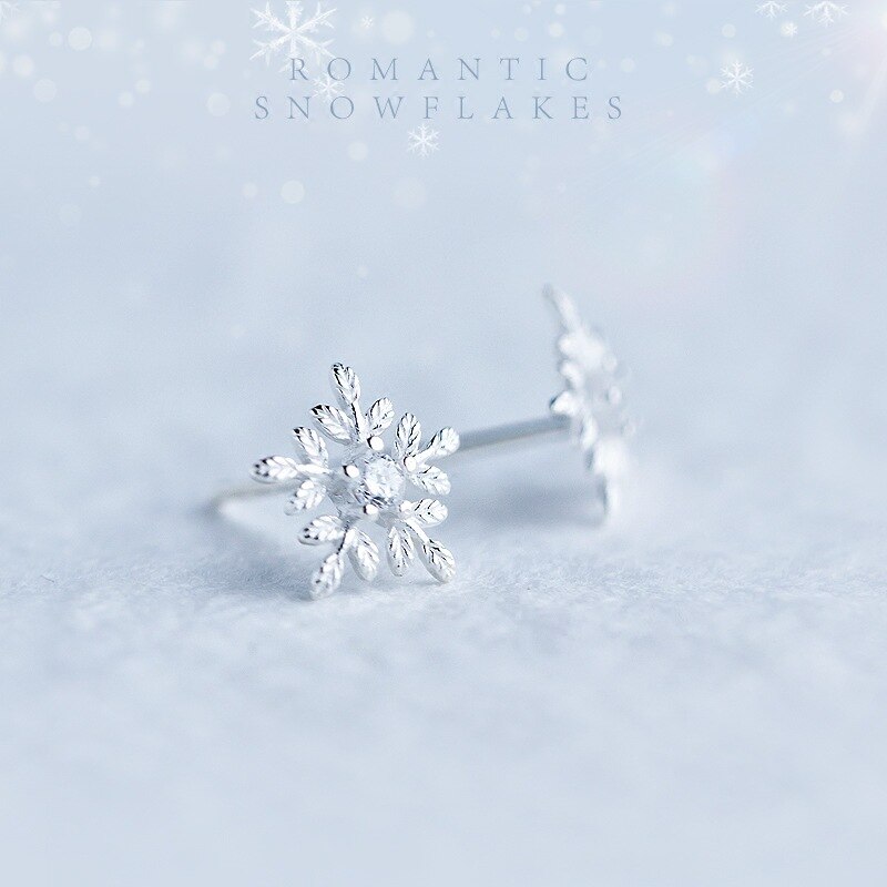 Moda fiocco di neve zircone cubico collana gioielli da donna Set natale neve fiore orecchini regali in argento Sterling 925