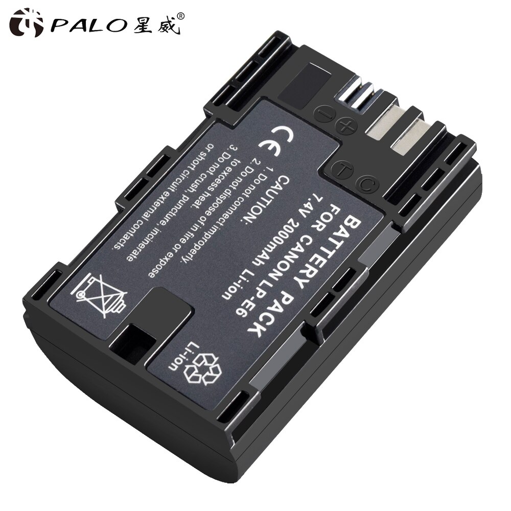 Palo LP-E6 LPE6 LPE6N Camera Batterij Li-Ion Oplaadbare Batterij Voor Canon Eos 6D 7D 5D Mark Ii Iii Iv 60D 60Da 70D 80D 5DSR: 1pcs battery