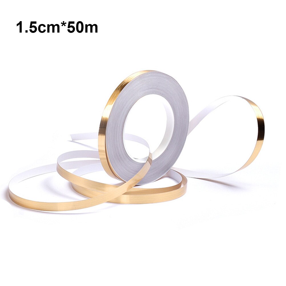 Cinta adhesiva de costura dorada para baldosas, autoadherente, impermeable, a prueba de moho, para decoración de espacios de pared de baño, 1,5 CM/3CM: A