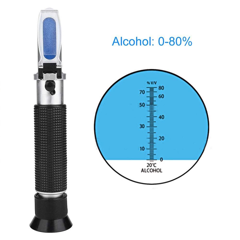 Håndholdt alkohol refraktometer til sukker vin koncentrationsmåler densimeter alkohol tester 0 ~ 80% v / v atc hydrometer