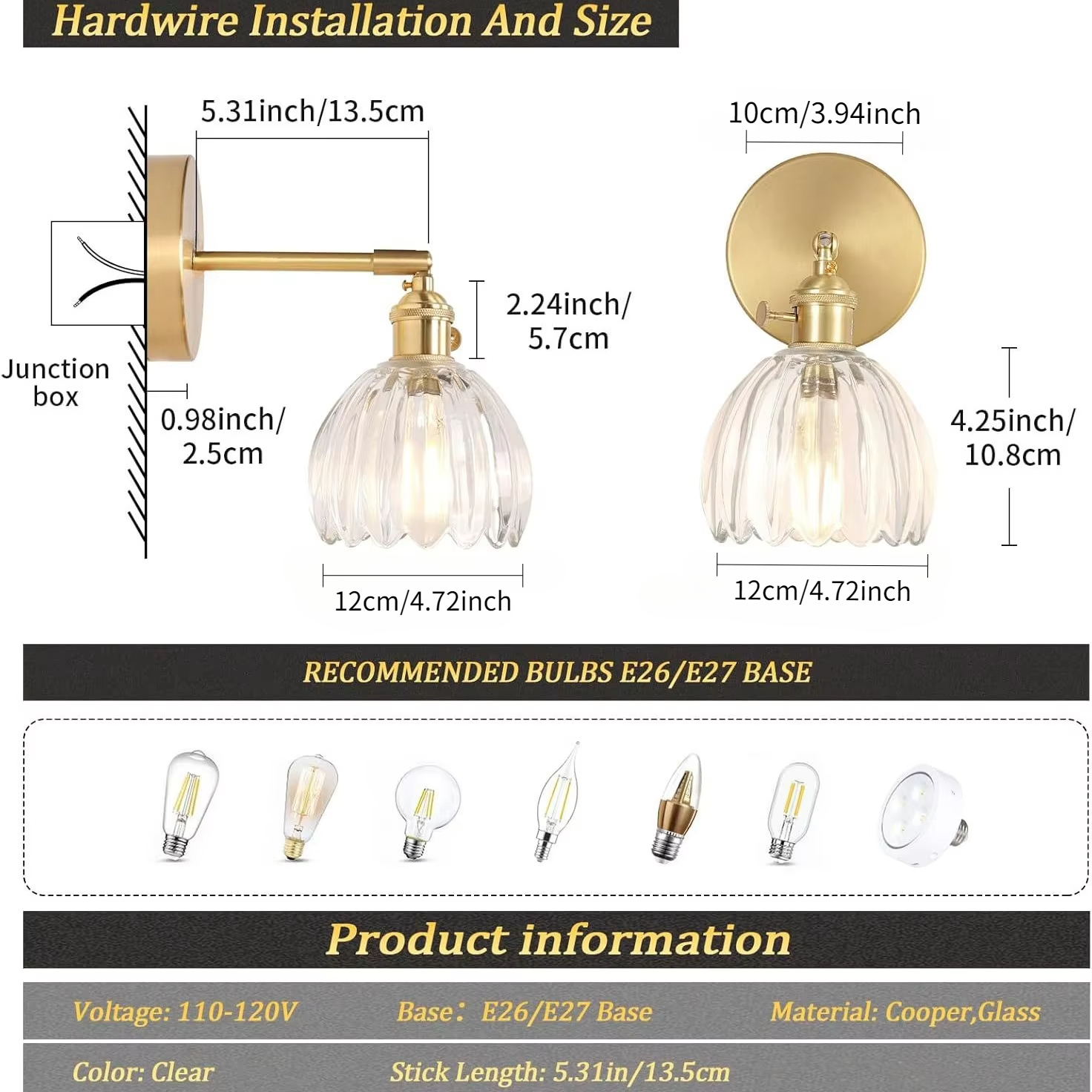 Vintage zielony tulipan szklany klosz lampy ściennej salon sypialnia lampa na drzwi lampki nocne: WHITE