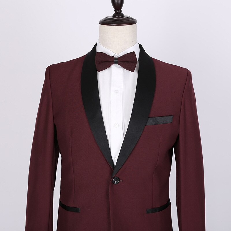 PYJTRL classique châle revers bordeaux deux pièces ensemble costumes de mariage hommes Costume Homme smoking Terno Masculino Slim Fit Body Suit