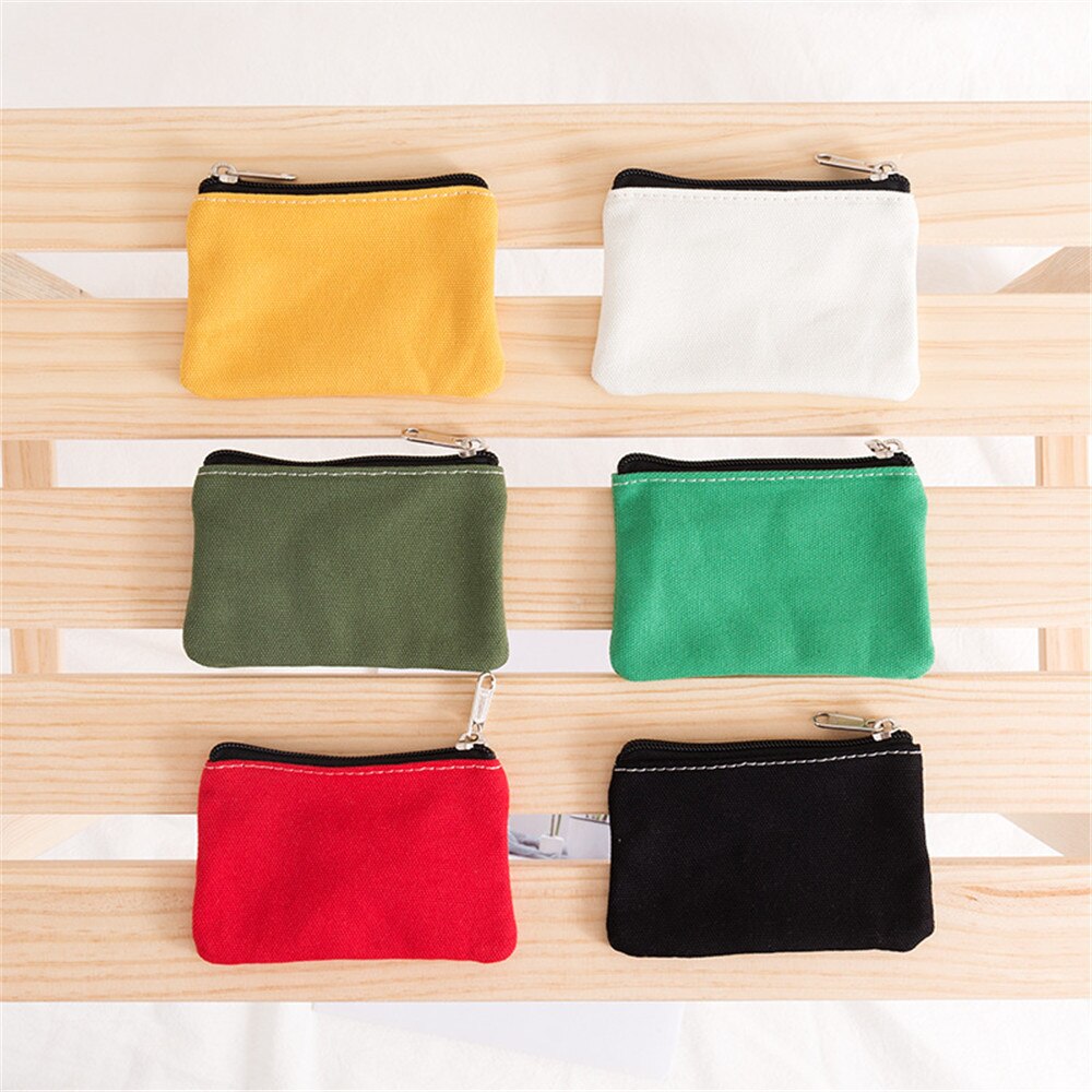 Stijl Katoenen Canvas Portemonnee Pure Kleur Eenvoudige Doek Coin Kleine Tas Voor Mannen En Vrouwen Kaart Portemonnee Sleutel rits Opbergtas