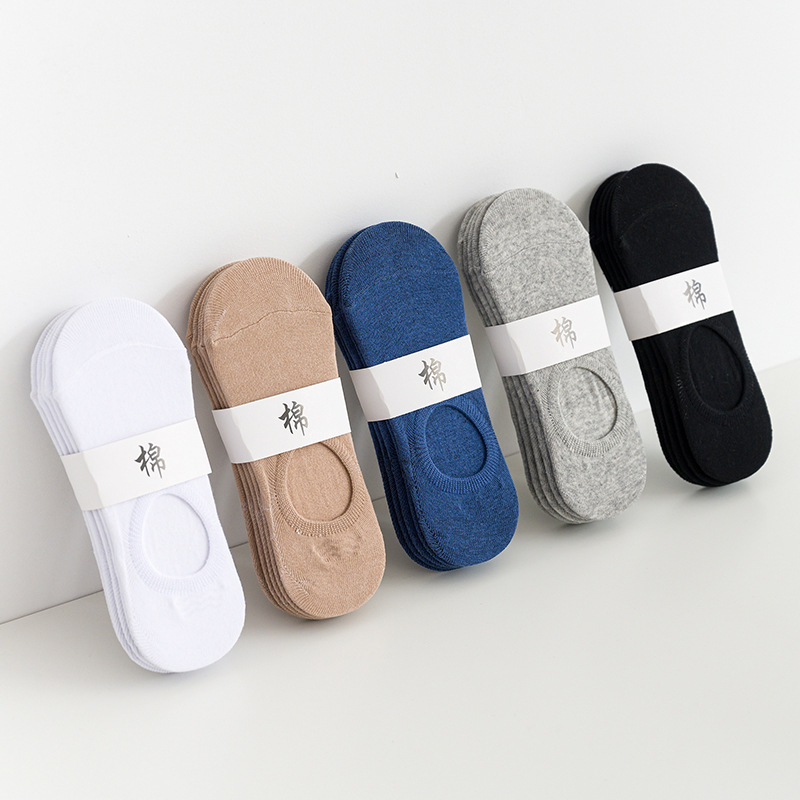 5 Pairs Katoen Mannen Korte Sokken Effen Kleur Laag Onzichtbare Boot Sokken Slippers Ademende Dunne Enkel Zomer Grappige Sokken Man sokken