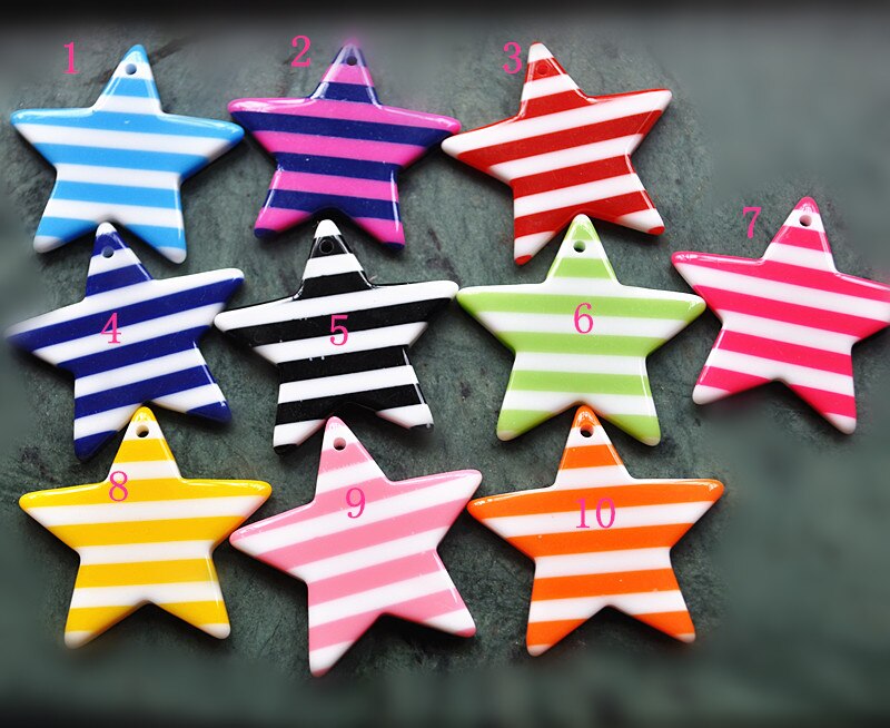 popular stripe star flat back resin charms fit Necklace Jewelry Findings