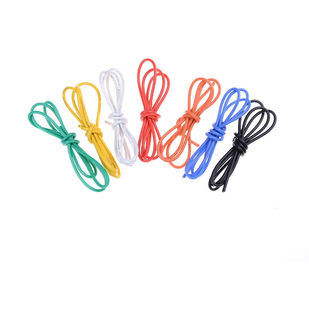 1M Gauge 14 AWG Silicone Rubber Wire Cable Flexible 7 Colors