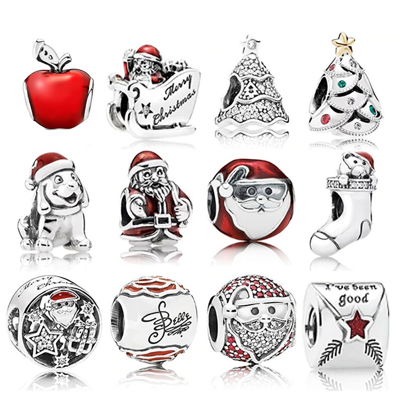Hoge 100% 925 Sterling Zilver Crystal Kerstboom Sneeuwvlok Hanger Hanger Vrouwelijke Diy Armband Armband
