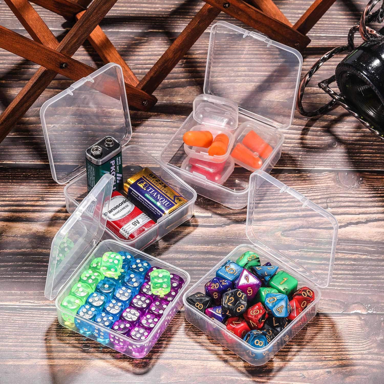 1-24 Pezzi Piccoli Contenitori per Perline in Plastica Trasparente Scatola con Coperchio incernierato Custodia per Piccoli Oggetti Artigianato Gioielli hardware