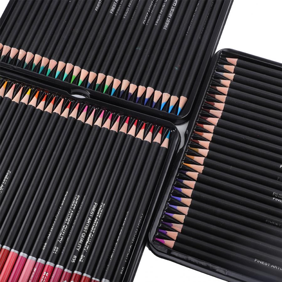 Set van 72 houten kleurpotloden met doosje voor kunstteken- en schilderpotloden