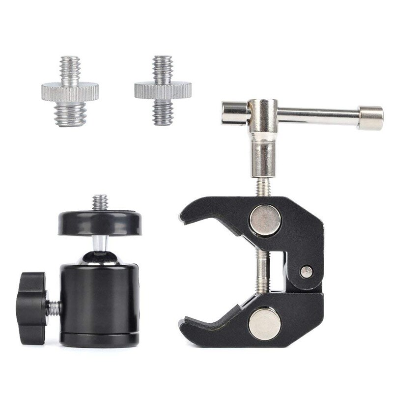 Top 1 Pcs Metal Spring Clamp Clip with Ball Head &amp; 1 Set Clamp Mount Articulated Ball Head Thread Hole Head and Screw