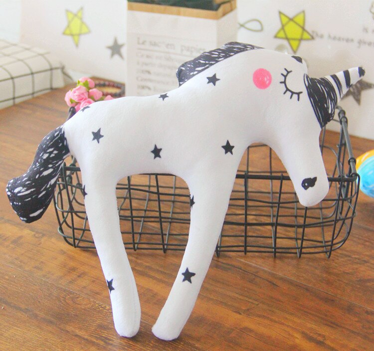 Hoiime print levendige eenhoorn kussen pop speelgoed dier paard vorm schattig kantoor knuffel kerst kussen camera decoratie