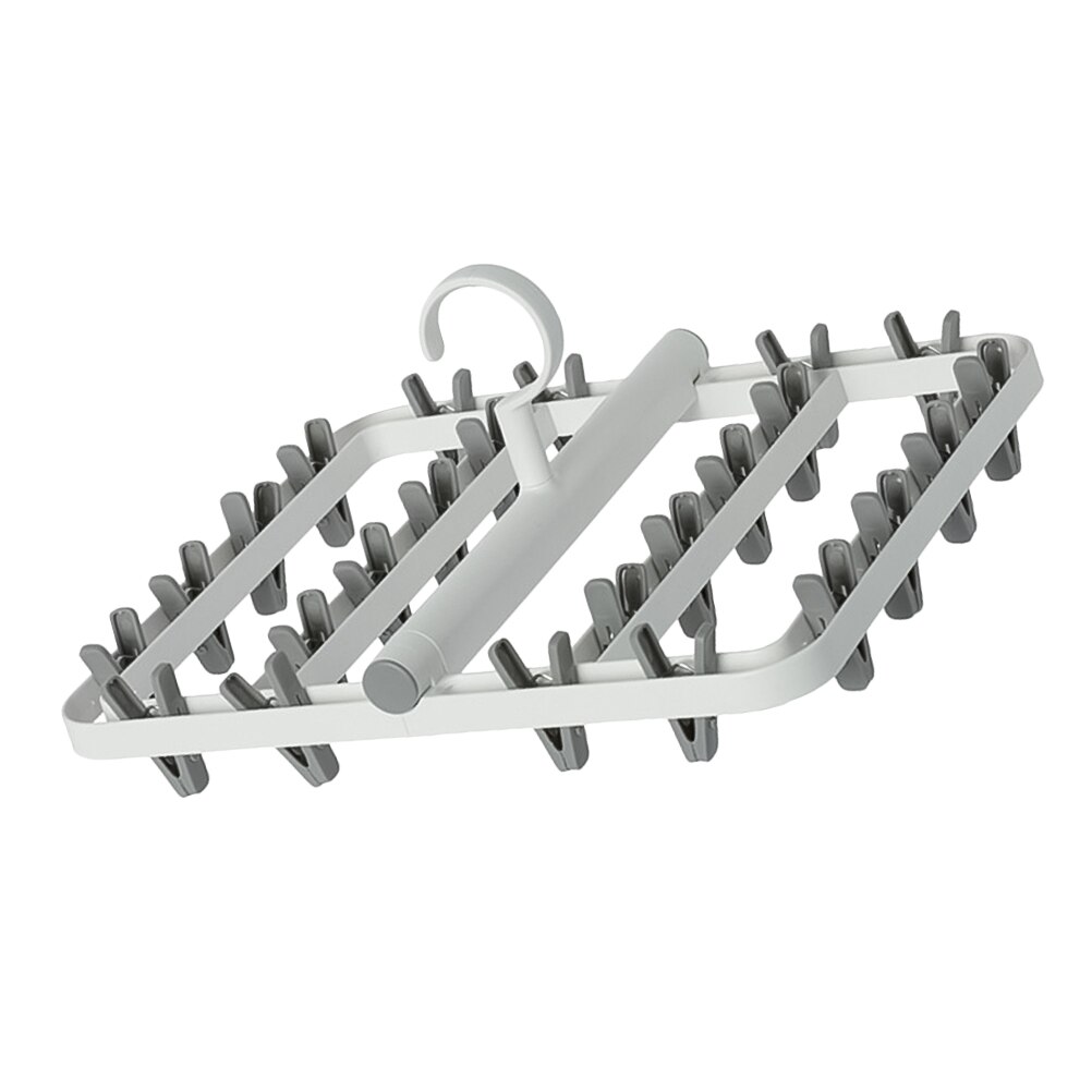 1Pc Plastic Clothes Hanger Multifuntion Sock Rack Windproof Laundry Rack Foldable Clothes Pin (Pale Grey)