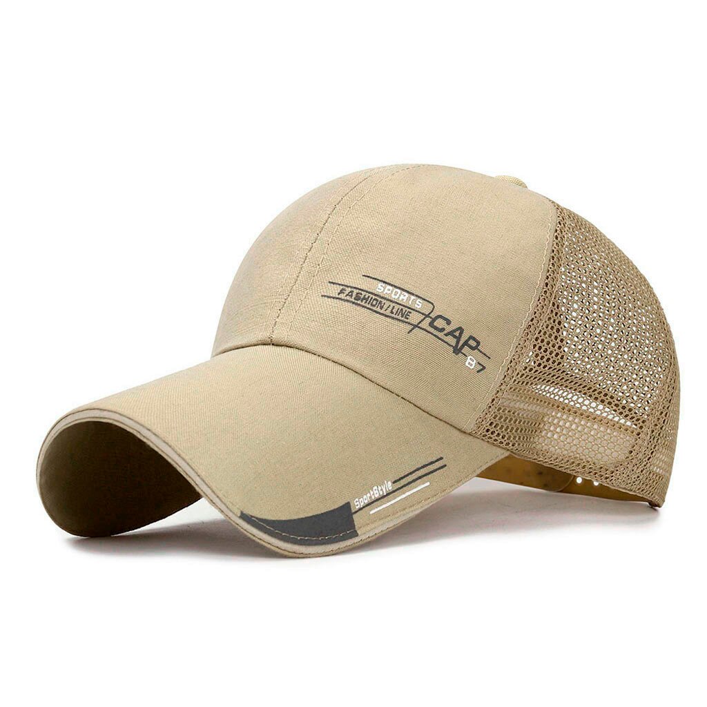 Unisex Baseball Cap For Women Men Mesh Baseball Cap Adjustable Trucker Outdoor Sport Hip-hop Hat Шляпа Женская: Khaki