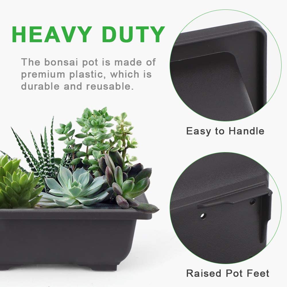 10 Packs Bonsai Training Pots with Tray Plastic Bonsai Plants Gg Pot for Garden Yard Living Room Balcony 16.5X12cm