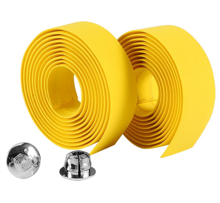 Bicycle Handlebar Tapes Reflective Camouflage Grip Wrap Cycling Handle Belt Cork Wrap with Bar Plugs Non Slip Absorb Sweat Strap: Yellow