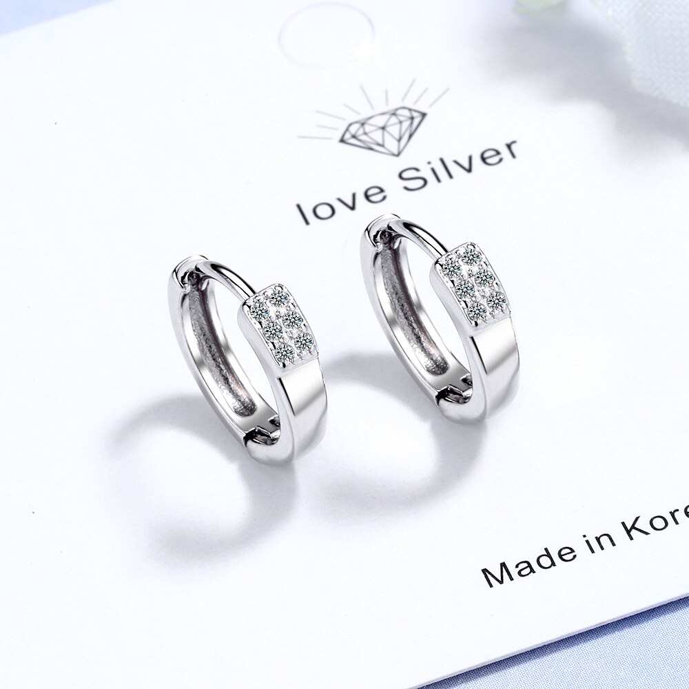 ANENJERY Simple Round Circle Zircon Hoop Earrings With Silver Color Earrings For Women Jewelry S-E1023: Small Size