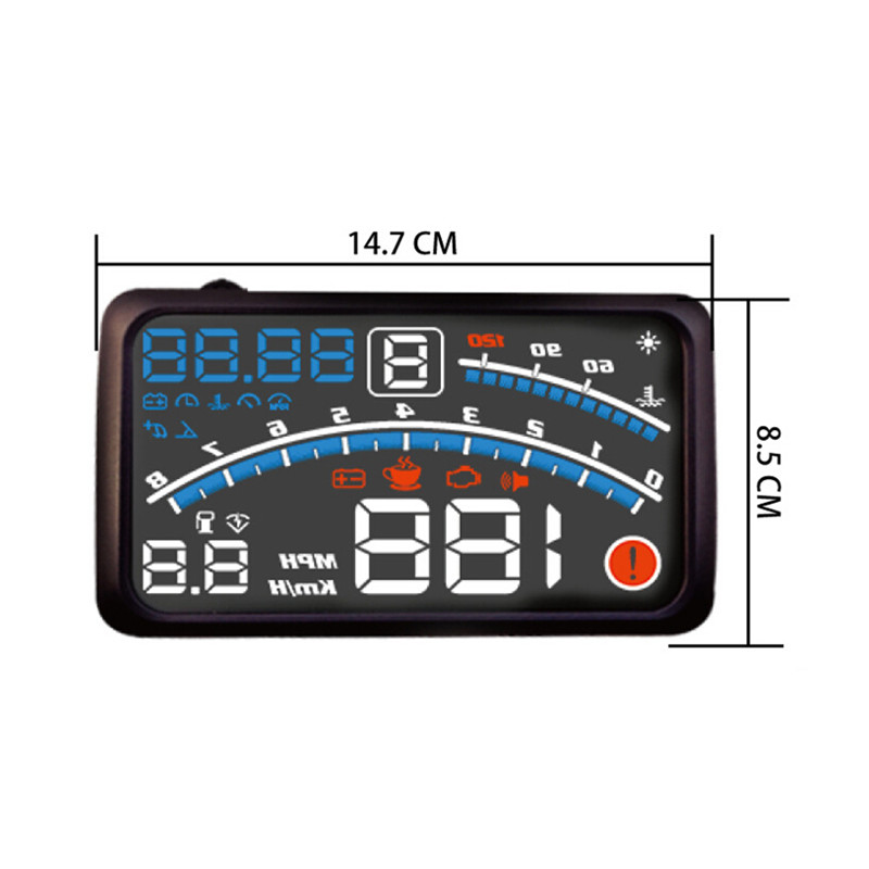 Car OBD2 HUD Head Up Display | Shows Speed, Water Temp, Voltage | Over-Speed & Fatigue Warning 2 thumbnail image
