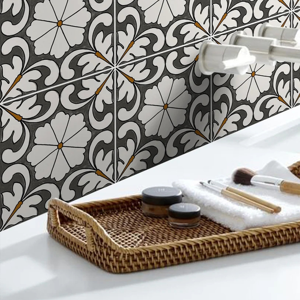 Tile Self-adhesive wall sticker Kitchen backsplash Waterproof Stickers For Bathroom vinyl peel and stick Floor Tile Sticker 10pc