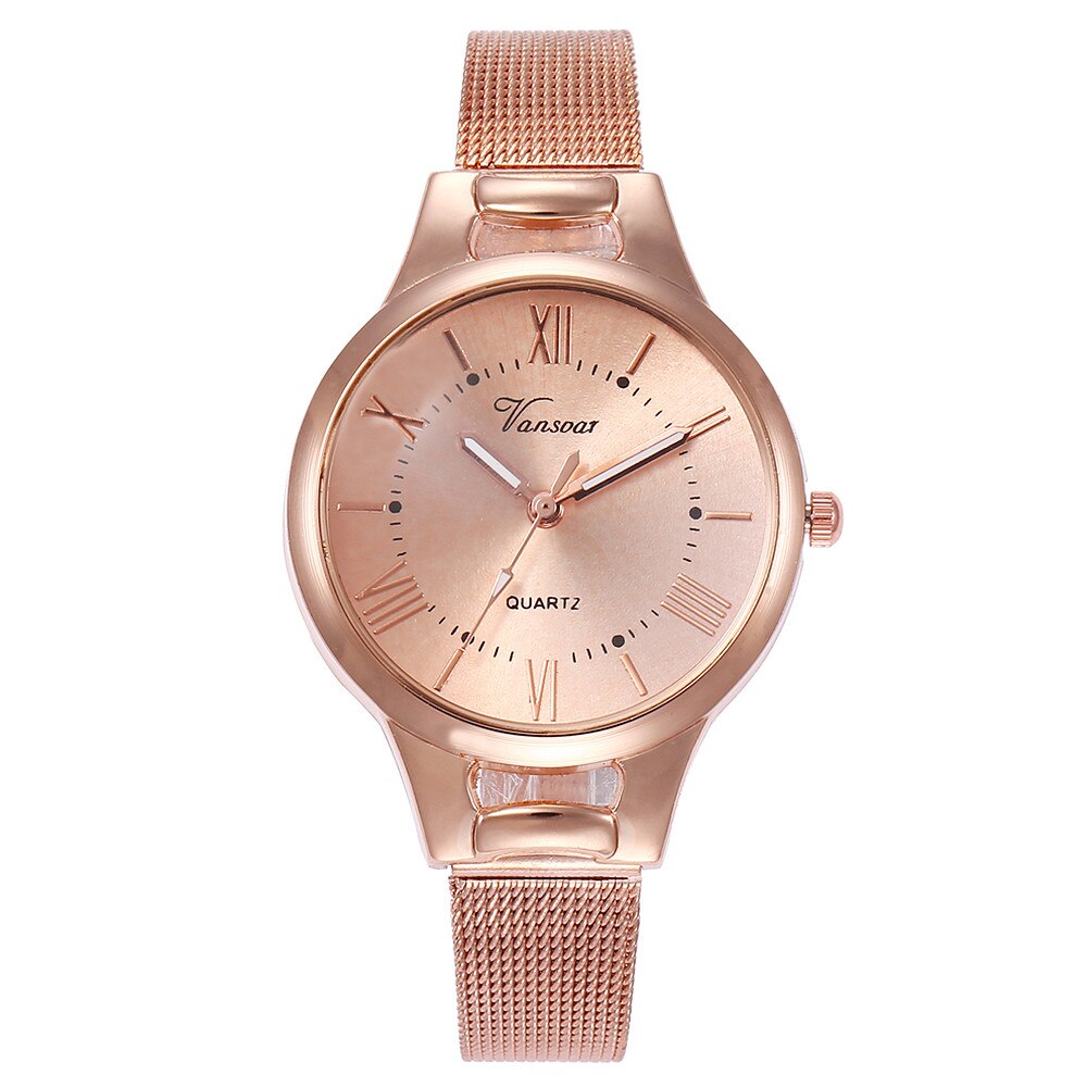 Quartz Horloge Dames Klok Luxe Roestvrij Stalen Band Band Horloge Analoog Casual Business Polshorloge Reloj Mujer: Rose