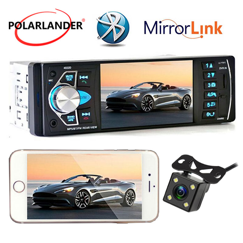 4.1 tommer autobånd bluetooth-spejllink til android-telefon  mp5- afspiller bilradio autoradio fm / usb / sd / tf radiokassetteafspiller