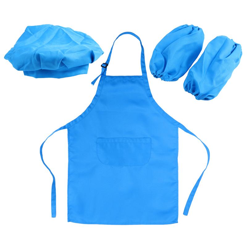 Kids Chef Set Complete Kids Kitchen Playset with Chef's Hat Apron and Sleeve for Cooking Baking Painting Decorating Party: Sky Blue