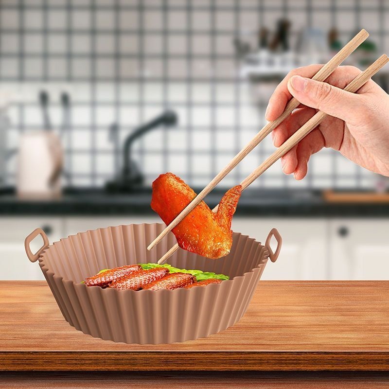Plateau de cuisson de four réutilisable, friteuse à Air, moule rond en Silicone, Pizza poulet frit, panier en Silicone, poêle antiadhésive, accessoires de cuisson
