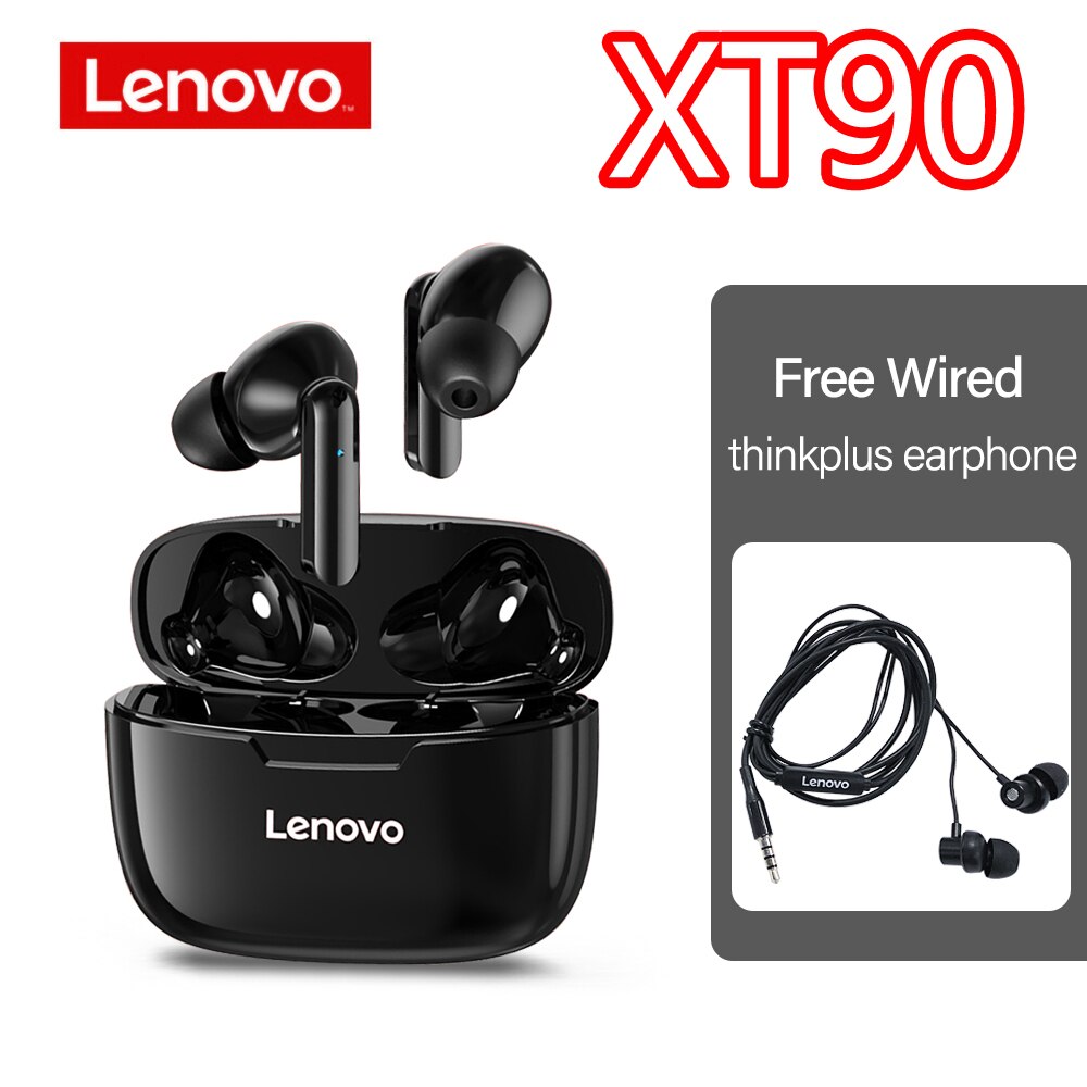 Lenovo XT90 XT92 Wireless Headphones Bluetooth Earphones TWS Headset Sports Low Latency Touch Control Waterproof Earbuds Fitness: XT90 Black-TW13