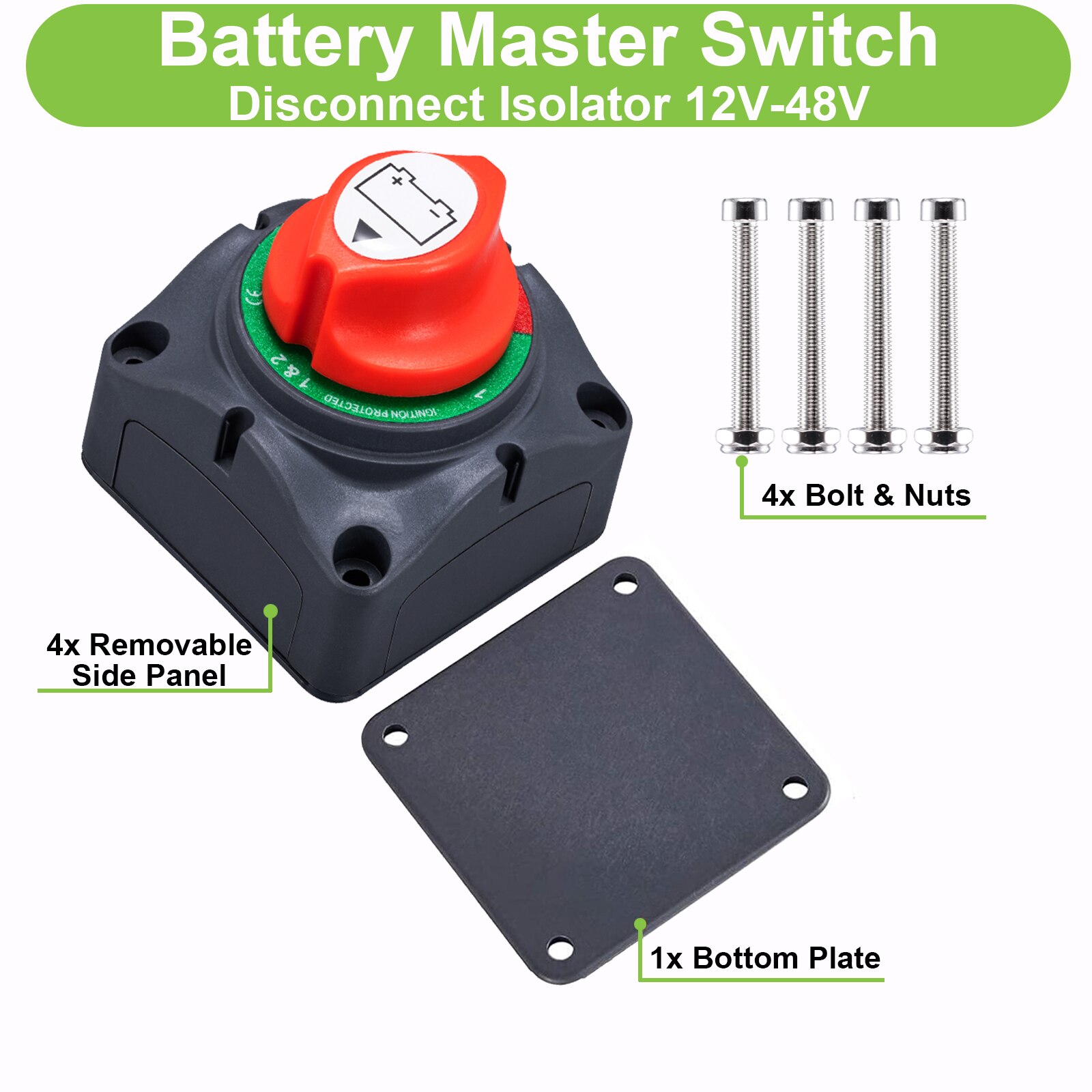 Auto Battery Disconnect Switch 12V 24V Marine 200A 300A Dual Battery Mass Switch 3 Position Cut Off Switch Car Boat