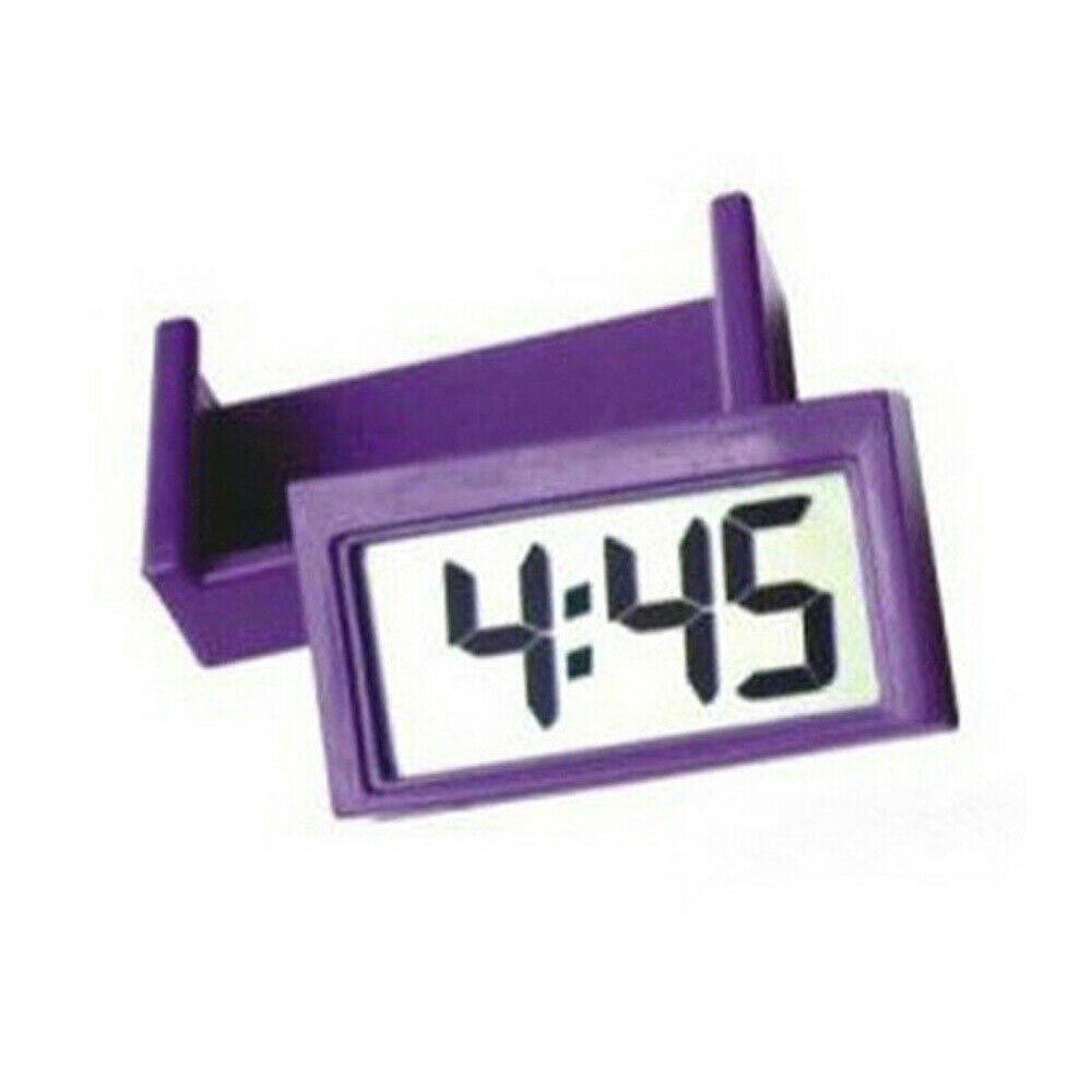 Small Self-Adhesive Car Desk Clock Electronic Watch Gauges Digital LCD Screen: Purple