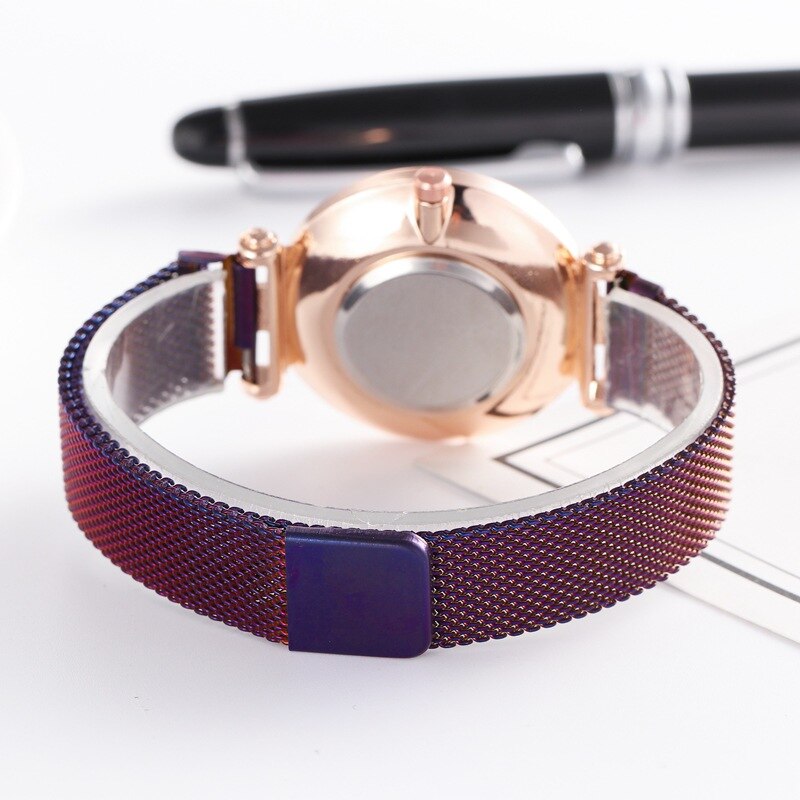 Luxe dameshorloges dameshorloge met vloeiende strass-steentjes, magnetisch dameshorloge met kwarts, relogio feminino, reloj mujer klok